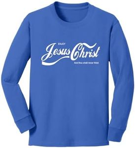 Enjoy Jesus Christ Shirt – Thou Shalt Never Thirst, Funny Christian Gifts for Men Women, Faith Apparel Inspirational Youth Long Sleeve Graphic Shirt, Royal, X-Large