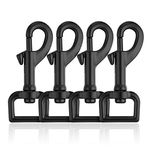 Dog Lead Clips Dog Lead Clasp Black Heavy Duty Dog Lead Snaps Hooks Swivel Snap Hooks Trigger Clip Trigger Snaps base interior width 3/4" 4pcs