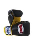 Sandee Authentic Velcro Leather Boxing Glove Black & Yellow 16