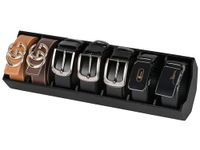 StorageWorks Belt Organizer, Bamboo Belt Holder, 7 Dividers Belt Organizer for Closet, Black, 1-Pack