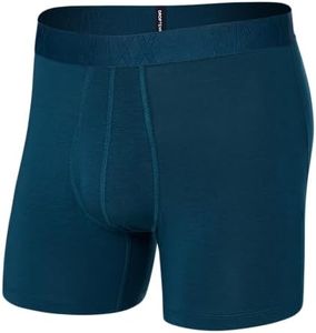 SAXX Underwear Co. Droptemp Cooling Cotton Boxer Brief Fly, Deep Ocean, Large