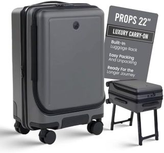 Props 22” Luxury Carry on luggage with wheels - Built-In Desk Luggage Stand - TSA Approved rolling carry on suitcase - Expandable & Lightweight airport luggage for Business Travel (Graphite Gray)
