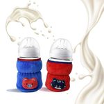 THE LITTLE LOOKERS Bottle Cover for Philips Avent/Wide Neck Feeders Soft Plush Stretchable Baby Feeding Bottle Cover with Easy to Hold Strap (Royal Blue & Red, Wide Neck 125ml/4OZ)