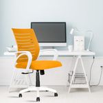 ROSE® Mesh Mid-Back Ergonomic Office Chair | Study Chair | Revolving Chair | Computer Chair | Work from Home (Elite) (White & Orange)