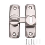 90/180 Degree Door Lock, 1PCS Barn Door Lock Safety Sliding Barn Door Lock Security Door Latch Small Gate Latches Hardware for Barn, Garden, Bathroom, Cabinet, Window, Sliding Door-Silver