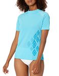 Kanu Surf Women's Marina UPF 50+ Short Sleeved Active Rashguard & Workout Top Rash Guard Shirt, St. Lucia Aqua, Large