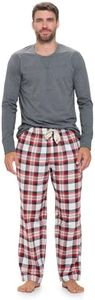 Ashford & Brooks Men’s Long-Sleeve Top Flannel Pants Pajama Sleepwear Set - White Stewart Plaid - 3X-Large