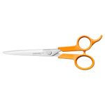Fiskars Classic Hair Scissors, with Finger Rest, Right- and Left-Handed, Total Length: 17 cm, Improved Handle ergonomics, Quality Steel/Plastic, Orange, 1075062