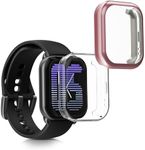 kwmobile Case Compatible with Amazfit Active (A2211) Case - 2X TPU Silicone Fitness Tracker Cover - Transparent/Pink