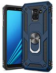 GREATRULY Ring Kickstand Phone Case for Samsung Galaxy A8 2018,Heavy Duty Dual Layer Drop Protection Case for Galaxy A8,Hard Shell + Soft TPU + Ring Stand Fit Magnetic Car Mount,Blue