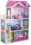 Bubbadoo Kids 3 Storey Wooden Doll House 123.5 cm*33.5 cm*84 cm