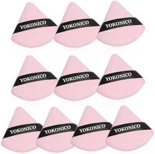 YOKONICO Triangle Powder Puff, 10 Pack Soft Velour Makeup Powder Puffs for Loose Powder, Cotton Powder Puff for Face Cosmetic Foundation, Mineral Powder Wet Dry Makeup Tool (Pink)