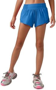 MCEDAR Girls Athletic Shorts with Liner, Quick-Dry Lightweight Active Workout Sports Running Shorts with Zip Pocket Royal Blue,L/12Y