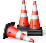 RoadHero 8 Pack Traffic Safety Cones 28 Inch with Black Weighted Base, Orange Cones with Reflective Collars for Parking Lot, Road Safety, Construction Events