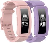 Meliya 2 Straps Compatible with Fitbit Ace 2 strap for Kids, Waterproof Soft Resilient Sport Adjustable Replacement Wristbands Activity Tracker for Fitbit Ace 2, Light Pink+Light Purple