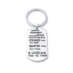 Stainless Steel Key Chain Ring You are Braver Stronger Smarter Than You Think Pendant Family Friend Gift (Zinc Alloy)