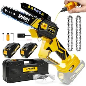 Mini Chainsaw Cordless Battery Powered, Electric Hand Held Small Powerful Chain Saw, 6’‘ Brushless & Auto Oiling, Portable and Easy for Tree Trimming Branch Purning Wood Cutting(Includes 2 Batteries)