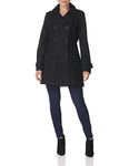 Anne Klein Women's Classic Double Breasted Coat Plus Size, Black, 1X