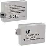 LP E5 Battery Pack, 2-Pack 1600mAh Battery Compatible with Canon EOS Rebel XS, Rebel T1i, Rebel XSi, 1000D, 500D, 450D, Kiss X3, Kiss X2, Kiss F Digital Camera and More