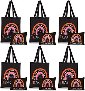 Kacctyen 12 Pcs Teacher Graduation Appreciation Gifts 6 Teacher Canvas Totes Bag 6 Makeup Pouch Cosmetic Bags Teacher Gifts, As Shown in the Pictures, Tote: 13.39 x 15.75 inches, Makeup bag: 9.45 x