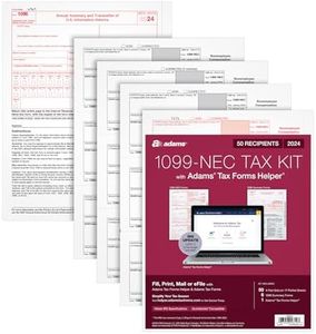 Adams 2024 1099 NEC Tax Forms, 4 Part 1099 Forms, Laser/Inkjet Forms for 50 Recipients, 6 1096 Forms, Access to Tax Forms Helper (1009319)