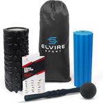 ELVIRE Foam Roller Set 5 in 1 Deep Tissue Massage Roller, Back Roller, Massage Ball, Muscle Roller Stick Trigger Points - Relieves Pain: Back, Foot, Legs, Neck - Exercise Roller for Yoga & Physio