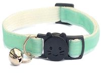 Velvet Cat Collars with Bell | Quick Safety Release Breakaway Buckle | Handmade in the UK | Available in Cat & Kitten Size | Mint Green Velvet