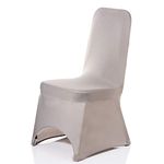 Trimming Shop Spandex Silver Chair Cover Stretch Fabric Removable Washable Protective Slipcovers for Weddings Banquets Ceremony Hotel Dining Parties Décor, 1pc