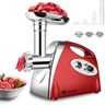 Electric Meat Grinder and Duty Household Sausage Maker Meats Mincer Food Grinding Mincing Machine with Kibbe Attachement – Powerful 2800W Copper Motor(Red)