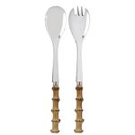 SABRE PARIS - Panda Salad Servers 2Pcs - Salad Spoons - Premium Stainless Steel - Bamboo Wood Handle