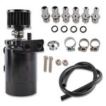 Yaesport Baffled Universal Aluminum Oil Catch Can Reservoir Tank with Breather Filter (300ml, Black)