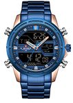 NAVIFORCE Mens Watch Waterproof Multifunction Stainless Steel Analog Digital LED Watch Quartz Sports Wristwatches