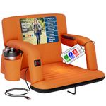 Alpcour Heated Reclining Stadium Seat for Bleachers – Wide Bleacher Chair with Back Support and Cushion, Armrests, Side Pockets, & Hook – Stadium Seats Chairs for Camping, Kayak, Paddle Board & More