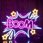 PILOYINDE Boom Neon Light Cool Neon Signs for Wall Personalized Neon Signs USB Powered LED Neon Signs for Bedroom Restaurant Bar Party Decoration