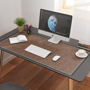 Mymeely PVC Desk Mat Vintage Table Cover Protector, Non-Slip Writing Desk Pad for Laptop & Keyboard, Waterproof Desktop Mat for Office Home Coffee Kitchen Dresser (Floral Brown, 42” x 96")