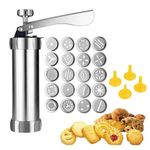 U-Vathing Cookie Press With 20 Stainless Steel Discs and 4 Icing Decorating Nozzles - DIY Baking Kit Set for Biscuit Making and Decoration
