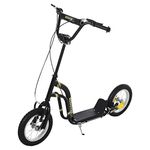 HOMCOM Kids Stunt Scooter, Teen Push Scooter with 12" Rubber Wheels, Adjustable Handlebar Height, Dual Brakes, for 5+ Years Old, Black