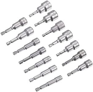 uxcell Quick-Change Nut Driver Bit Set, 1/4" Hex Shank 6mm - 19mm Magnetic Nut Setter Drill Bits, 2.5" Length, Metric