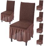 Hokipo Frill Chair Cover Set Of 6 (Ar-4650-J2*6) - Polyester Blend, Brown