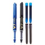 Pilot V7 Hi-tecpoint Pen with cartridge system - 1 Blue, 1 Black Pen, 2 Blue cartridges, 2 Black cartridges