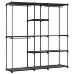 SONGMICS Portable Open Wardrobe, Clothes Rack, Freestanding Wardrobe with Clothes Rails and Fabric Shelves for Bedroom, 43 x 182 x 182 cm Black RYG037B02