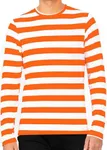 Men's Long Sleeve Crew Neck Top Orange White Stripes 2X