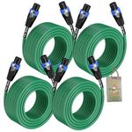 Fat Toad 4 Pack - 50FT Speakon to Speakon Speaker Cables 25ft Professional DJ Pro Audio Green PA Cords with Twist Lock Connector | 12 AWG Wires for Impeccable Studio Recording & Stage Gear