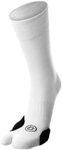 Doctor's Choice Bunion Relief Crew Sock with Split Toe Separator and Soft Cushioning for Hallux Valgus, (White/Black, Medium) Womens Shoe Size: 6-10