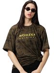 RodZen Oversized Loose Fit Cotton Round Neck Boat Printed T-Shirt for Womens/Girls (Mgreen, S)