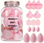 14 pcs Beauty Blender Makeup Sponge & Powder Puff Set/Bulk | Professional Beauty Blender Collection for Liquid, Cream, Foundation, and Powder | Perfect Present for Girlfriend, Mom, and Special Occasions
