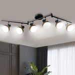 LTBLIGHT Track Lighting Fixtures Ceiling, 6-Head Adjustable LED Track Lighting Kit, Black Metal Directional Rotatable Ceiling Light Fixture for Kitchen, Living Room, E12 Base, Bulbs Not Included