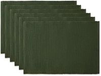 DII 100% Cotton, Ribbed 13x 19" Everyday Basic Placemat Set of 6, Dark Green