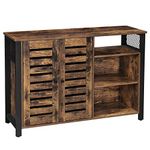 VASAGLE Storage Cabinet, Sideboard with 2 Doors, Adjustable Shelves, for Dining Room, Living Room, Kitchen, 110 x 33 x 75 cm, Industrial Style, Rustic Brown and Black LSC083B01