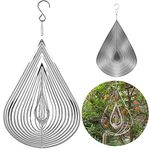 Water Drop Wind Chime Garden Ornament Decor 360 Degrees Spinners Hanging Sign Tree Pendant Suncatcher Metal Art Craft For Home Bedroom Living Room Window Corridor Yard Decoration Outdoor Indoor